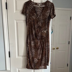 Aa Studio Brown Textured Midi Dress